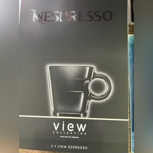 Nespresso Glass Espresso Cups with Silver Saucers